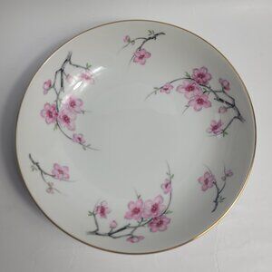 Diamond China Cherry Blossom Round Serving Bowl 9 Inch White with Pink Flowers